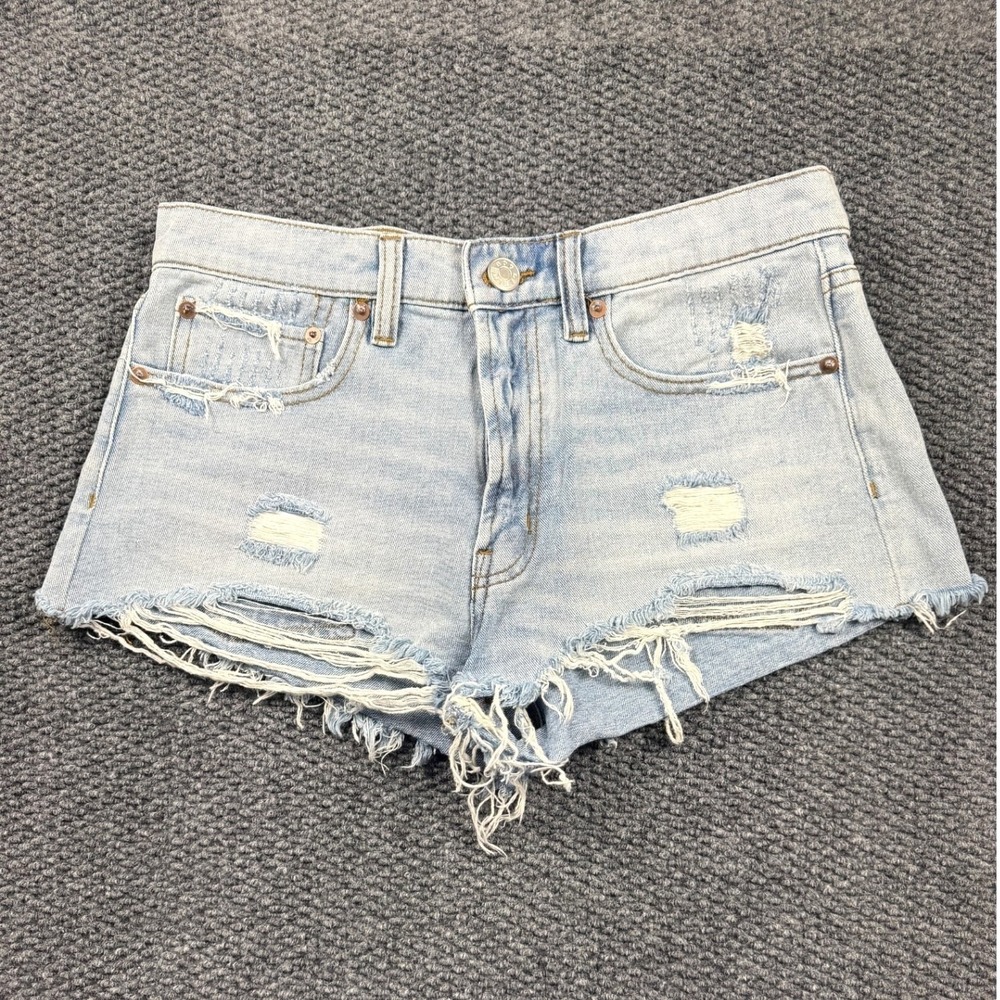BDG Womens Blue Distressed Denim Essential‎ Mid Rise Cut-Off Shorts Festival 27